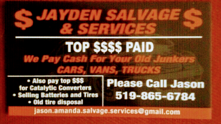 Jayden Salvage and Services | 17 St George St, Brantford, ON N3R 1T9, Canada | Phone: (519) 865-6784