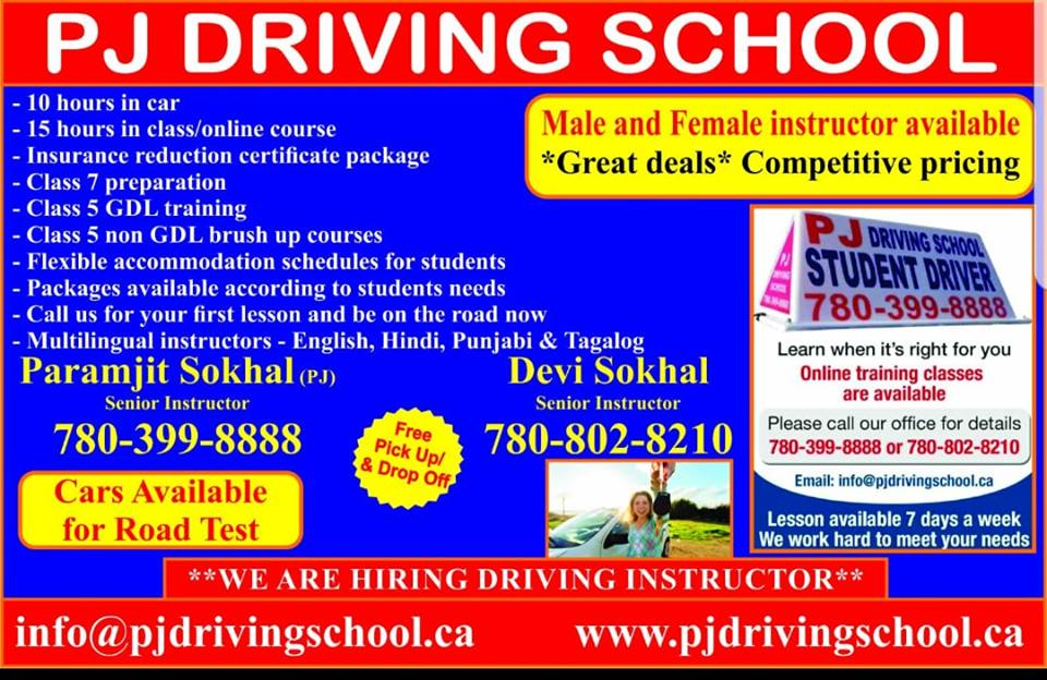 PJ Driving School | Edmonton, AB T6M 0M3, Canada | Phone: (780) 399-8888