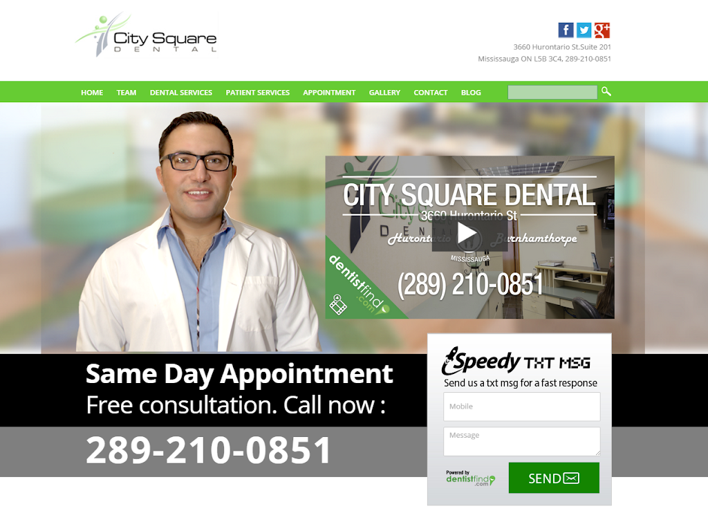 City Square Dental | 3660 Hurontario St #201, Mississauga, ON L5B 3C4, Canada | Phone: (289) 521-2555