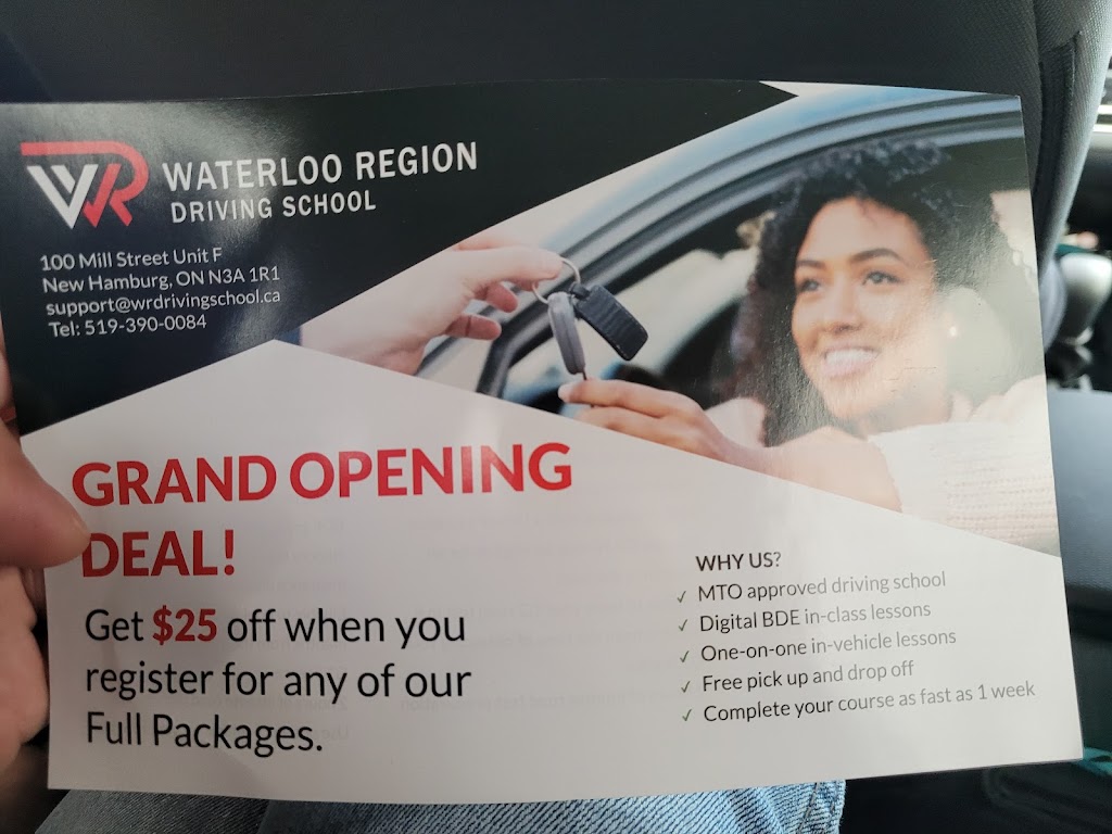 Waterloo Region Driving School | 100 Mill St Unit F, New Hamburg, ON N3A 1R1, Canada | Phone: (519) 390-0084