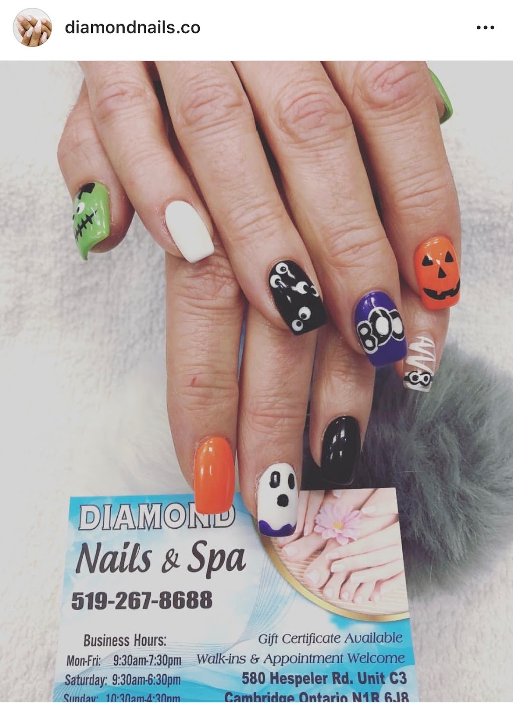 Diamond Nails and Spa | 580 Hespeler Rd C3, Cambridge, ON N1R 6J8, Canada | Phone: (519) 267-8688