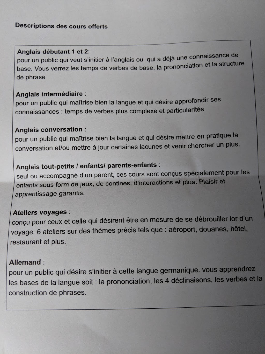 Center Linguistic Nancy St-Onge | 3722 Bd Royal, Shawinigan, QC G9N 8E8, Canada | Phone: (819) 852-7172