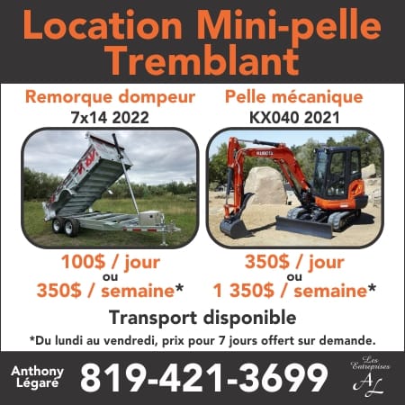 Location Mini-Pelle Tremblant | 70 Chemin de lAcajou, La Conception, QC J0T 1M0, Canada | Phone: (819) 421-3699