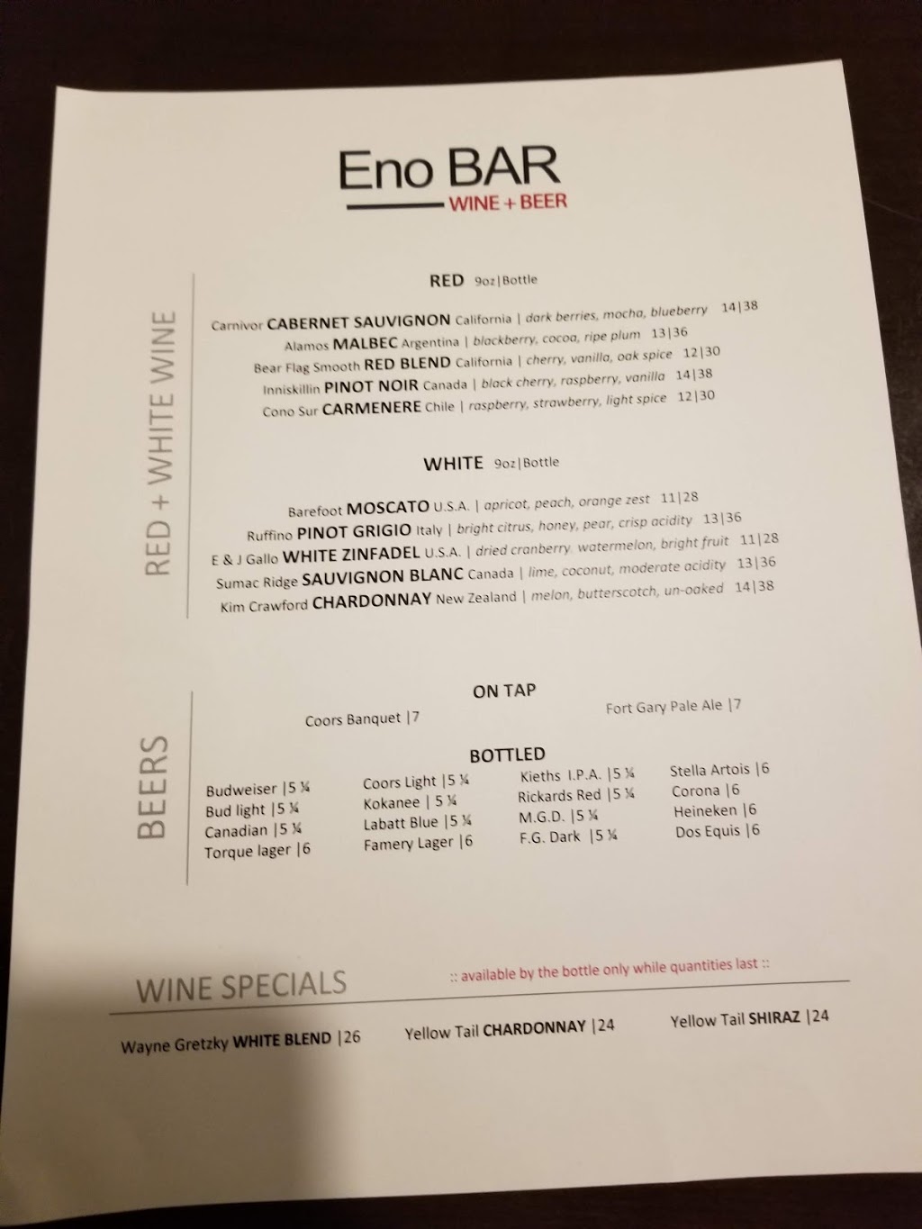 EnoBAR and Kitchen | 1330 Pembina Hwy, Winnipeg, MB R3T 2B4, Canada | Phone: (204) 452-4747