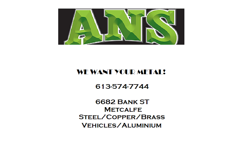 ANS Scrap Metal | 6682 Bank St, Metcalfe, ON K0A 2P0, Canada | Phone: (613) 574-7744