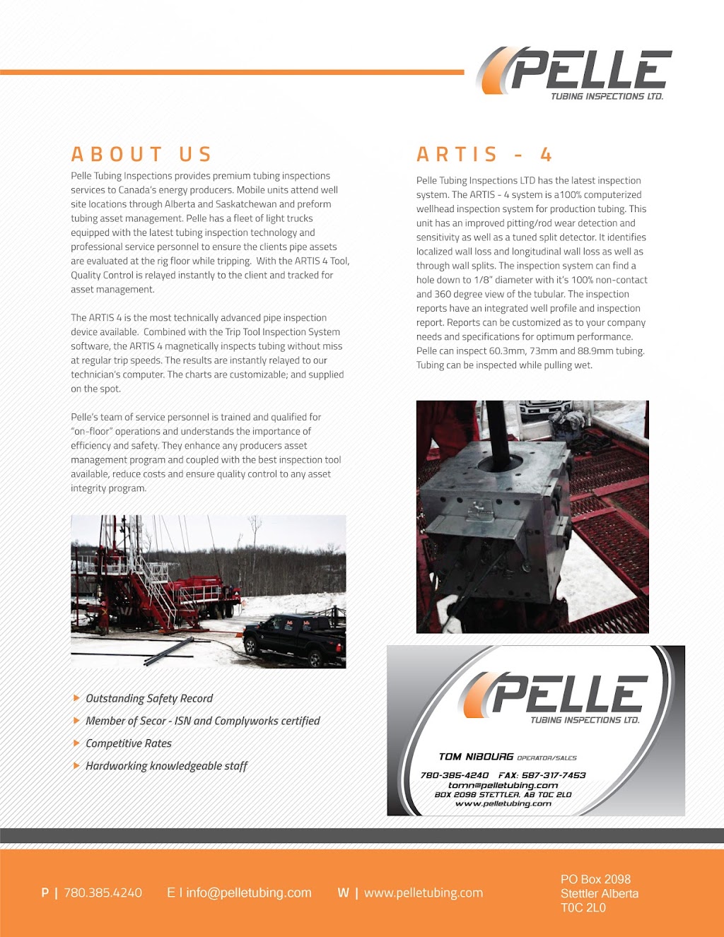 Pelle Tubing Inspections Ltd | Township Rd 402 19404, Stettler, AB T0C 2L0, Canada | Phone: (780) 385-4240