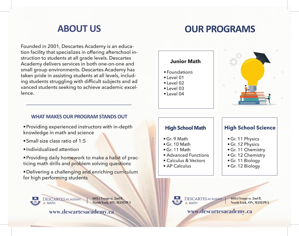 DESCARTES ACADEMY | 6024 Yonge St 2nd Floor, North York, ON M2M 3W5, Canada | Phone: (647) 343-2110