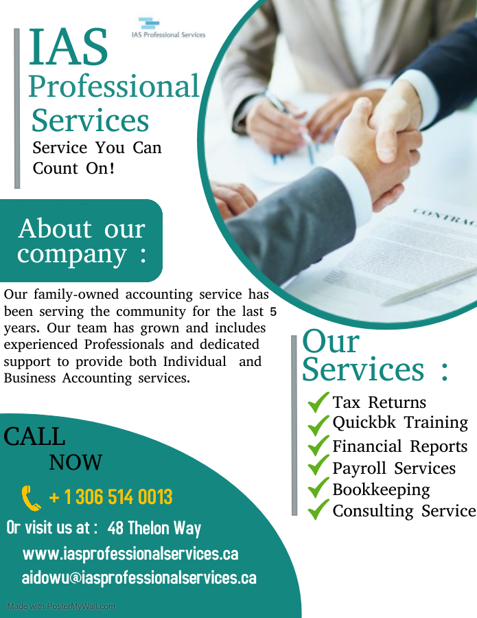 IAS Professional Services | 48 Thelon Way, Winnipeg, MB R3X 0P2, Canada | Phone: (306) 514-0013