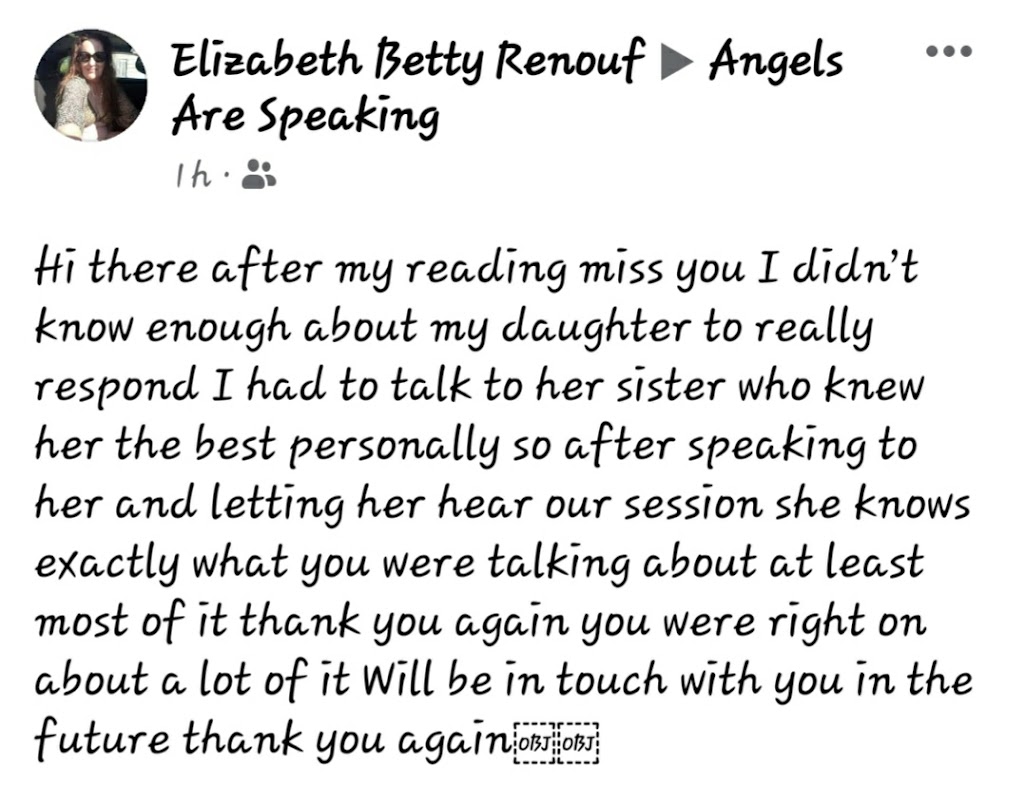 Angels Are Speaking Medium Psychic & Tarot Reader | 36 Rue Denis, Cap-Pelé, NB E4N 1P9, Canada | Phone: (506) 312-1023