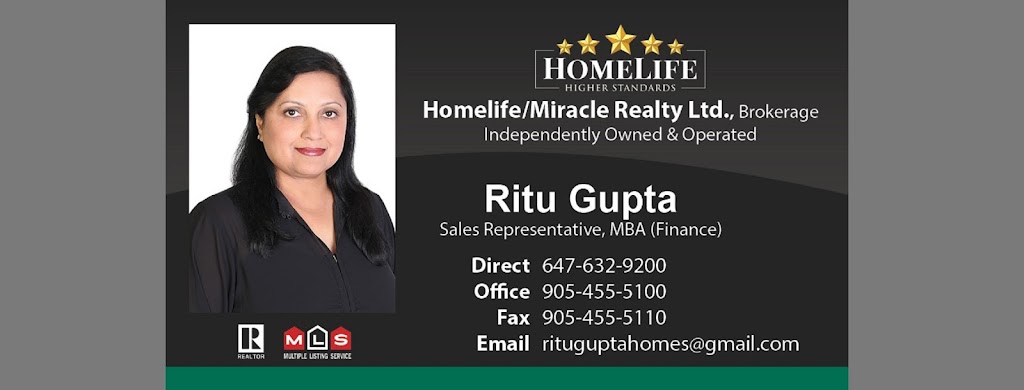 Ritu Gupta, Real Estate Salesperson | Homelife/Miracle Realty Ltd, 821 Bovaird Dr W, Brampton, ON L6X 0T9, Canada | Phone: (647) 632-9200