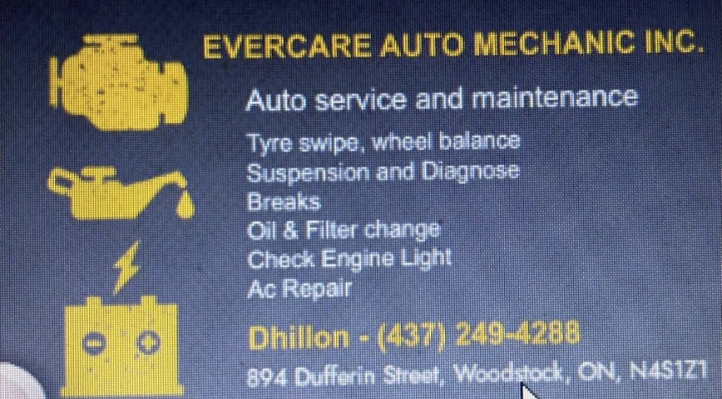 Evercare Auto Mechanic | 894 Dufferin St Unit C, Woodstock, ON N4S 1Z1, Canada | Phone: (437) 249-4288