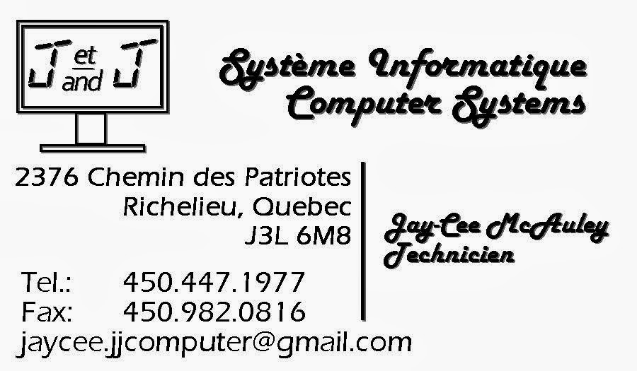 Système Informatique J&J Computer Systems | 1433 Rue Ward, Richelieu, QC J3L 5P7, Canada | Phone: (514) 638-1594