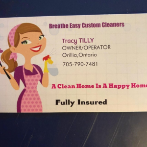 Breathe easy custom cleaners | Harvey St, Orillia, ON L3V 3M4, Canada | Phone: (705) 790-7481