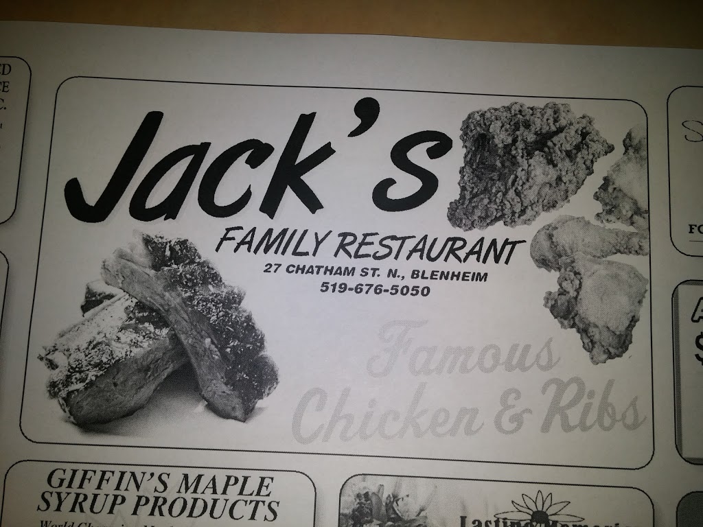 Jacks Family Restaurant | 27 Chatham St N, Blenheim, ON N0P 1A0, Canada | Phone: (519) 676-5050