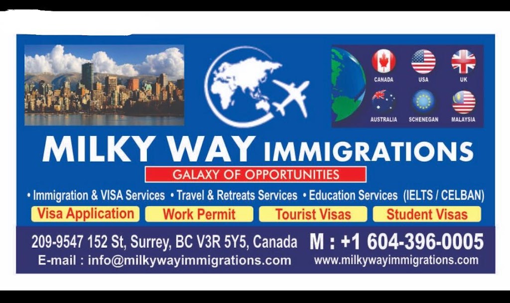 Milkyway Immigration Inc. | 209-9547 152 St, Surrey, BC V3R 5Y5, Canada | Phone: (604) 396-0005