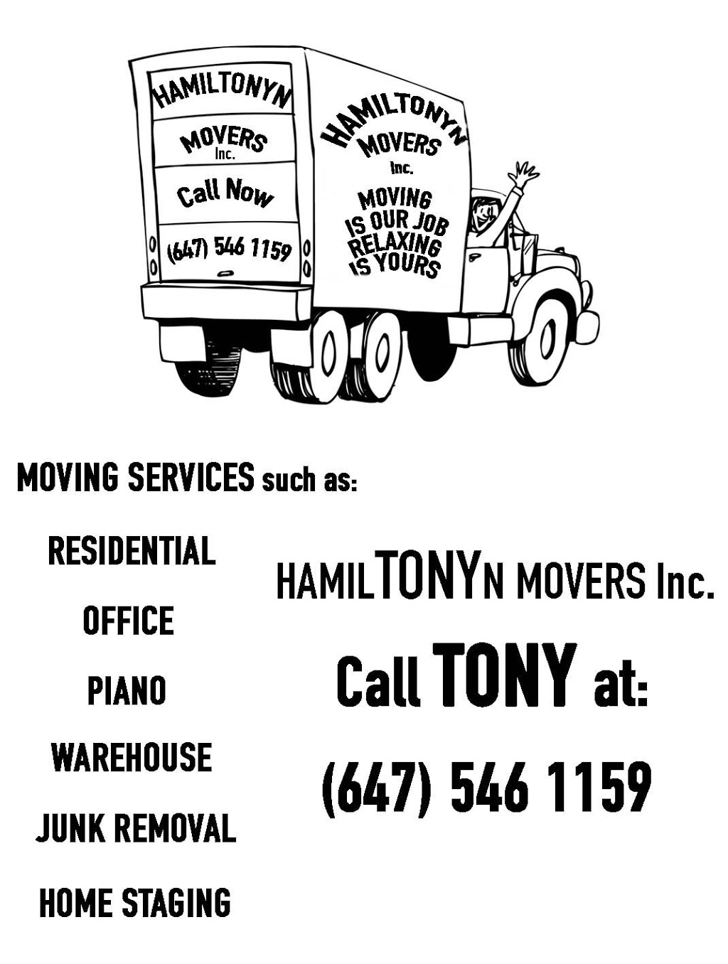 HAMILTONYN MOVERS Inc. Moving - Storage - Delivery | 314 Cardinal Ave, Burlington, ON L7T 2N9, Canada | Phone: (647) 546-1159