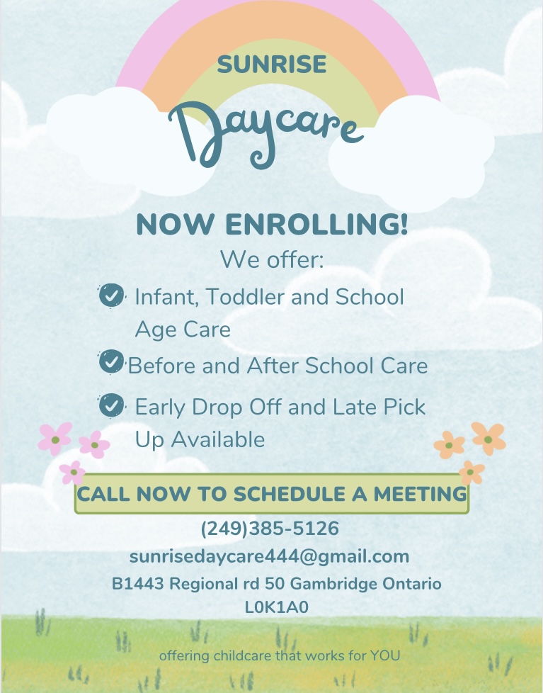 Sunrise Daycare | 1443 Durham Regional Rd 50, Beaverton, ON L0K 1A0, Canada | Phone: (249) 385-5126