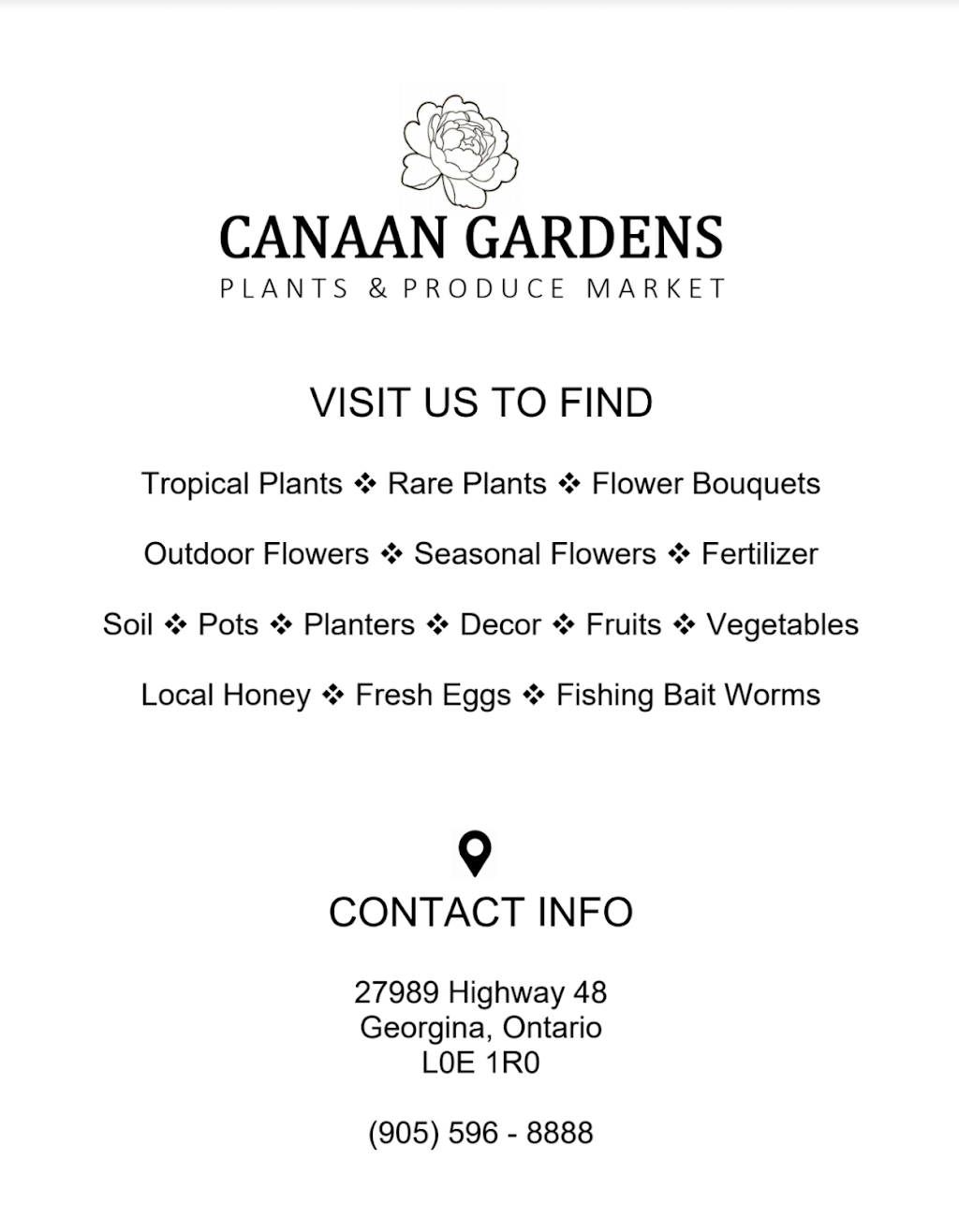 Canaan Gardens | 27989 ON-48, Sutton, ON L0E 1R0, Canada | Phone: (905) 596-8888