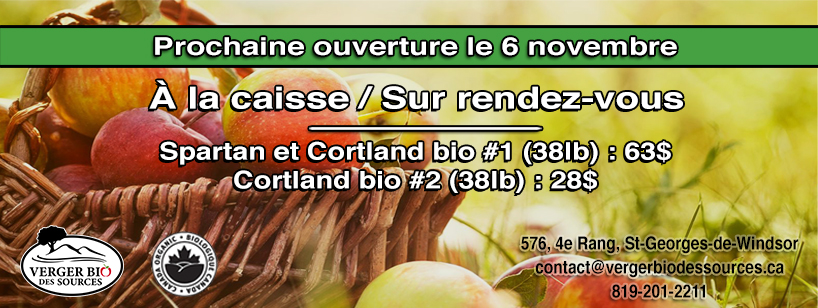 Verger Bio des Sources | 576 4e Rang, Saint-Georges-de-Windsor, QC J0A 1J0, Canada | Phone: (819) 201-2211