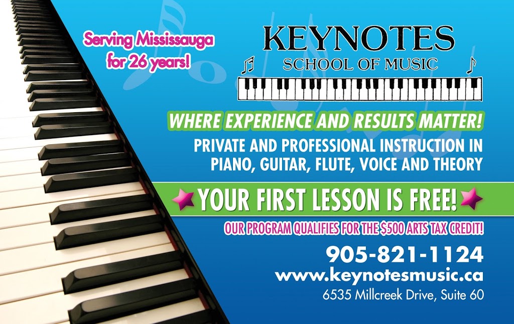 Keynotes School Of Music | 6535 Millcreek Dr #60, Mississauga, ON L5N 2M2, Canada | Phone: (905) 821-1124