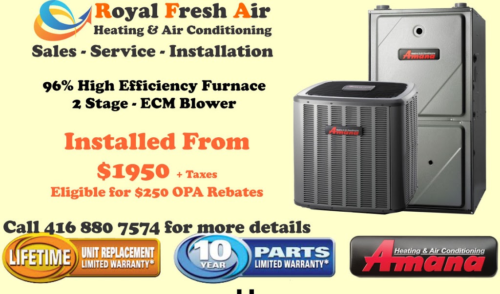Royal Fresh Air Heating & Air Conditioning | 194 Bristol Rd, Newmarket, ON L3Y 7W9, Canada | Phone: (289) 803-9595