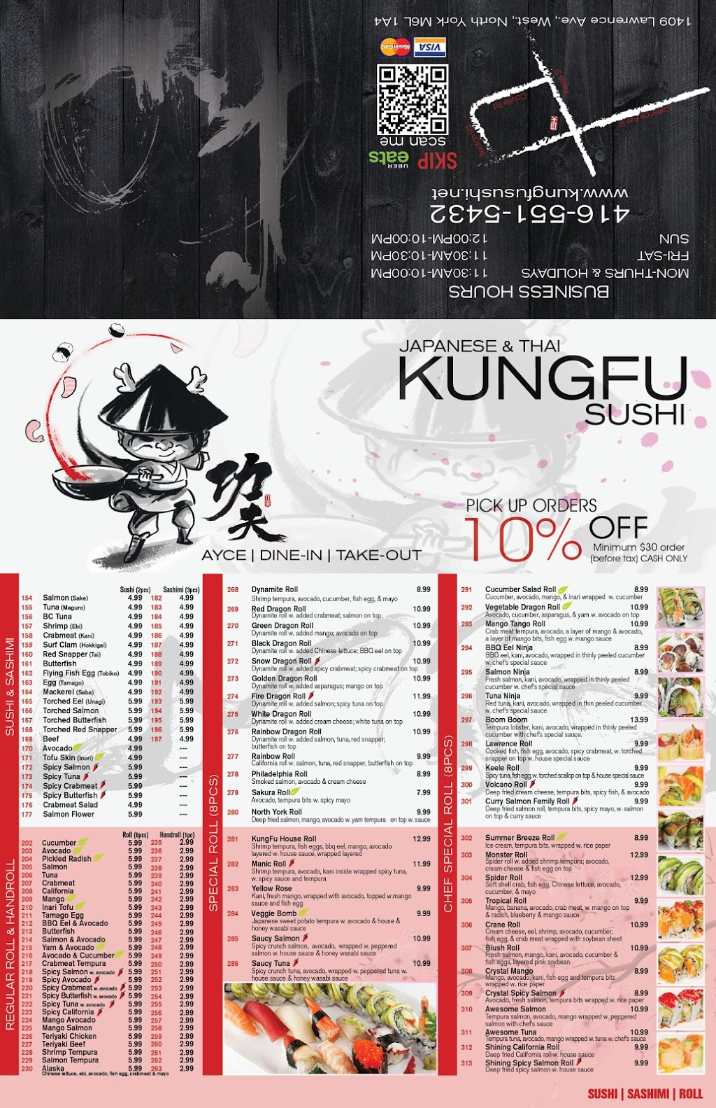 KUNG FU SUSHI | 1409 Lawrence Ave W, North York, ON M6L 1A4, Canada | Phone: (416) 551-5432