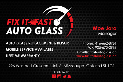 Fix It Fast Auto Glass | 996 Westport Crescent Unit #8, Mississauga, ON L5T 1G1, Canada | Phone: (416) 662-8761