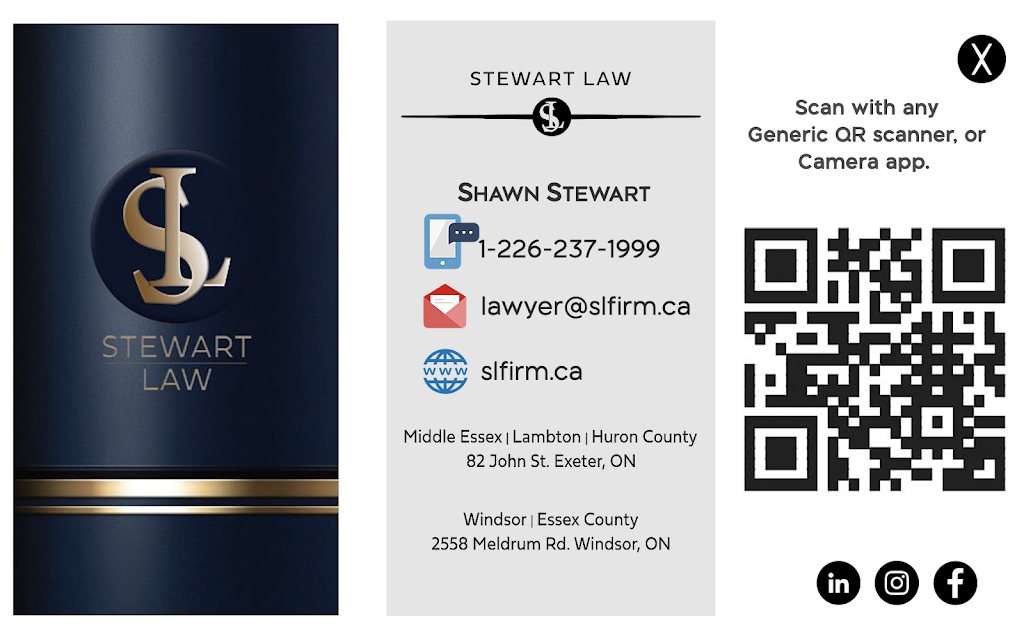 Stewart Law Firm | 82 John St W, Exeter, ON N0M 1S2, Canada | Phone: (226) 237-1999