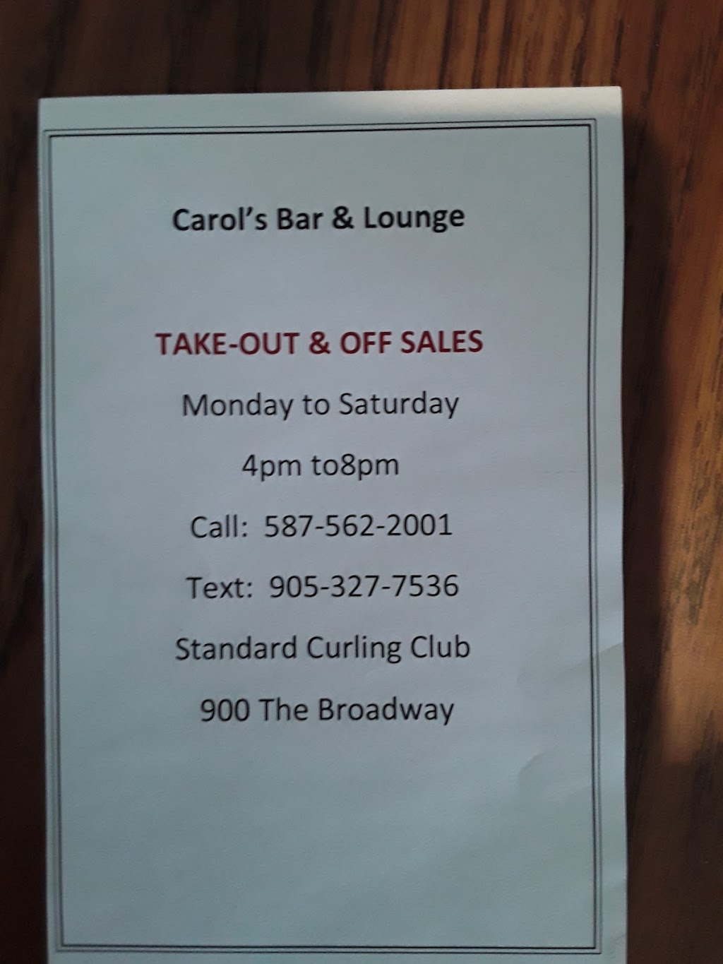 Carols Bar | 109 Elsinore Ave, Standard, AB T0J 3G0, Canada | Phone: (587) 562-2001