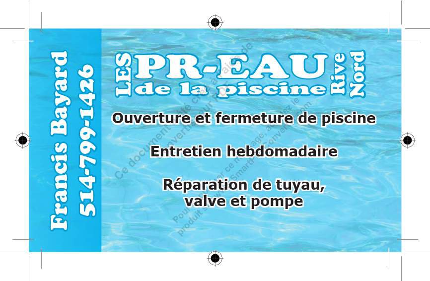 Les Pr-eau De La Piscine Rive Nord | 197 Rue Benoît Lacasse, Terrebonne, QC J6V 1C1, Canada | Phone: (514) 799-1426