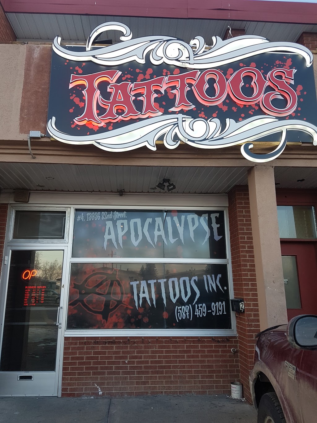 APOCALYPSE TATTOOS INC. | 206, 9006 132 Ave NW, Edmonton, AB T5E 0Y2, Canada | Phone: (587) 459-9191