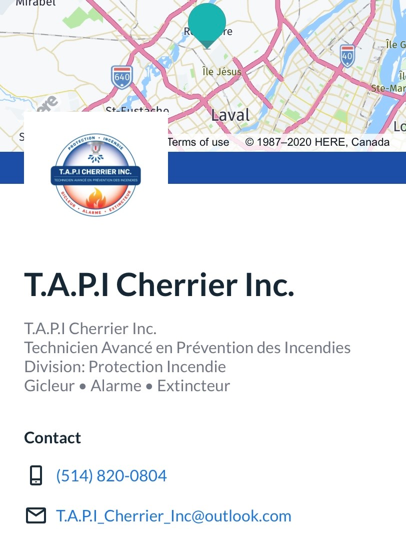 T.A.P.I Cherrier Inc. Division Protection Incendie | 335 Rue Pascal, Laval, QC H7K 1C8, Canada | Phone: (514) 820-0804