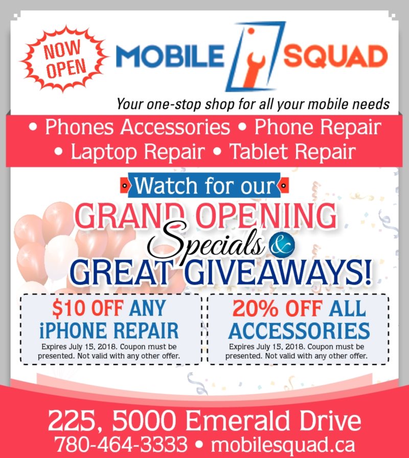 Mobile Squad- Smartphone Repair Experts- Sherwood Park | 5000 Emerald Dr #225, Sherwood Park, AB T8H 0P5, Canada | Phone: (780) 464-3333