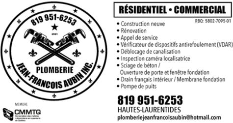 Plomberie Jean-François Aubin Inc. | 249 Rue du Parc, Mont-Laurier, QC J9L 2E3, Canada | Phone: (819) 951-6253