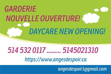 Garderie les anges despoir | 600 Rue Victoria, Lachine, QC H8S 1Y7, Canada | Phone: (514) 532-0117