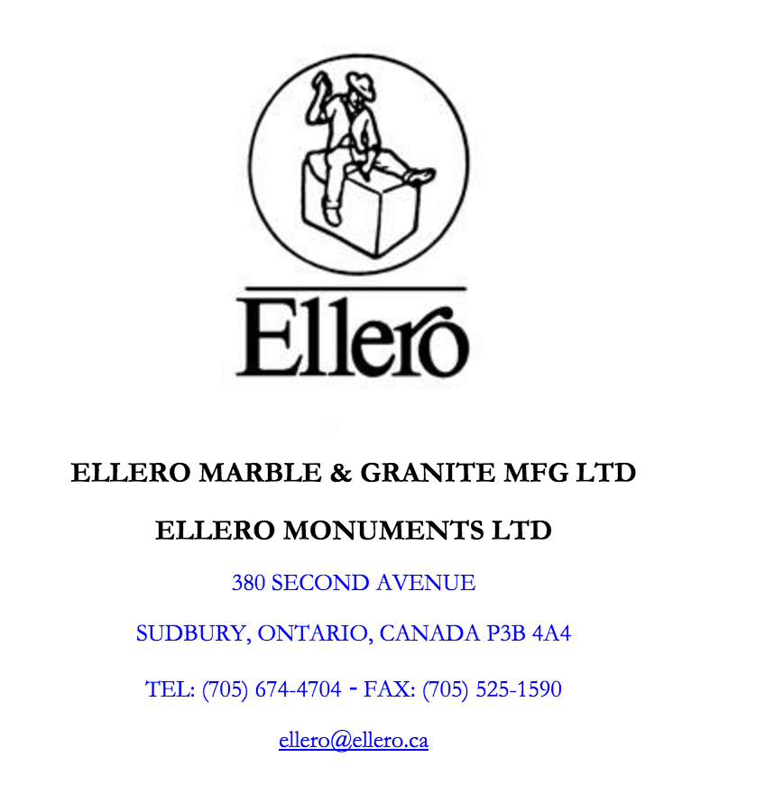 Ellero Marble & Granite Mfg Ltd | 380 2nd Ave N, Sudbury, ON P3B 4A4, Canada | Phone: (705) 674-4704