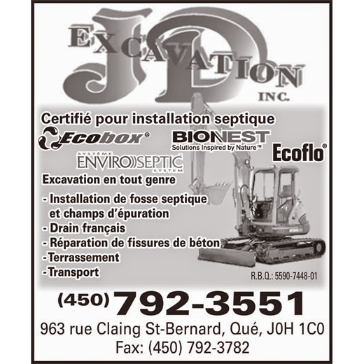 Excavation JD Inc | 963 Rue Claing, Saint-Bernard-de-Michaudville, QC J0H 1C0, Canada | Phone: (450) 792-3551