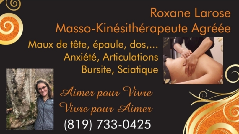 Roxane Larose, Masso-Kinésithérapeute | 168 Bd Albiny Paquette, Mont-Laurier, QC J9L 1J5, Canada | Phone: (819) 733-0425