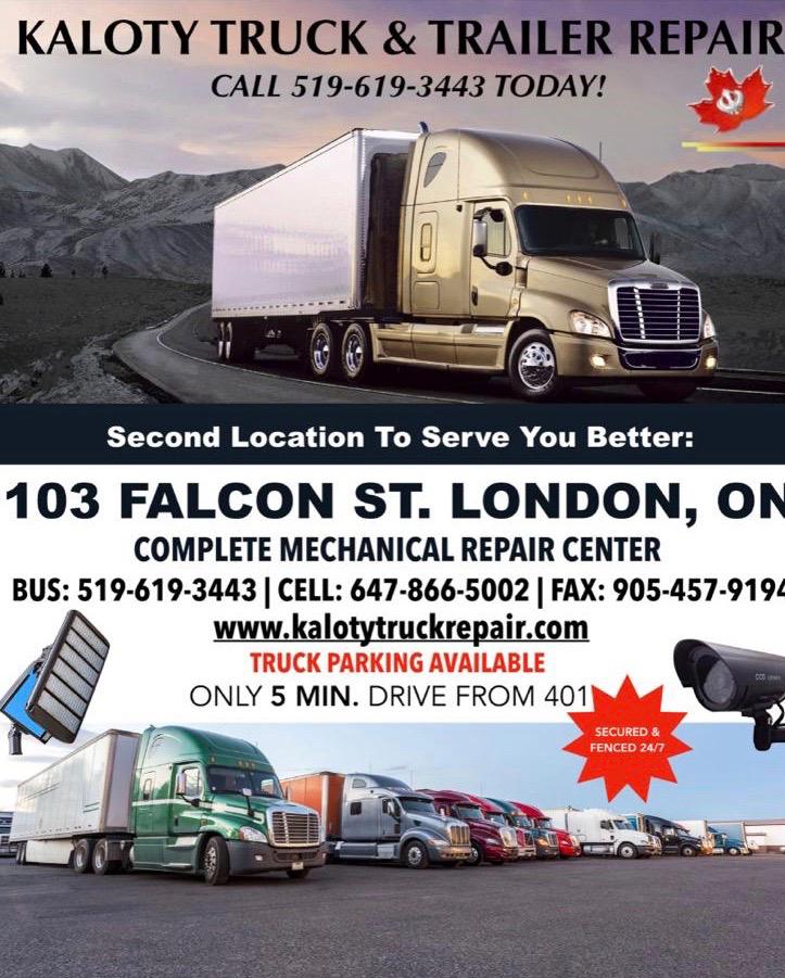 KALOTY TRUCK & TRAILER REPAIR | 103 Falcon St, London, ON N5W 4Z2, Canada | Phone: (647) 866-5002