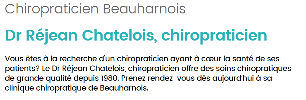 Chiropraticien Beauharnois - Dr Réjean Chatelois | 401 Rue Principale, Beauharnois, QC J6N 0E4, Canada | Phone: (450) 429-6515