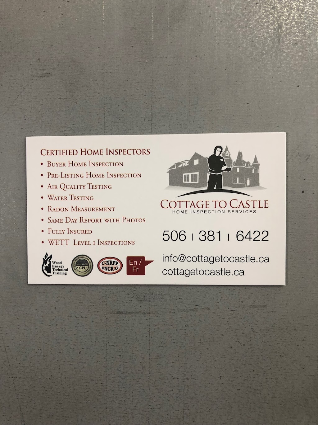 Cottage to Castle Home Inspection Services | 352-A Chemin McLaughlin Rd, Moncton, NB E1A 4R4, Canada | Phone: (506) 381-6422