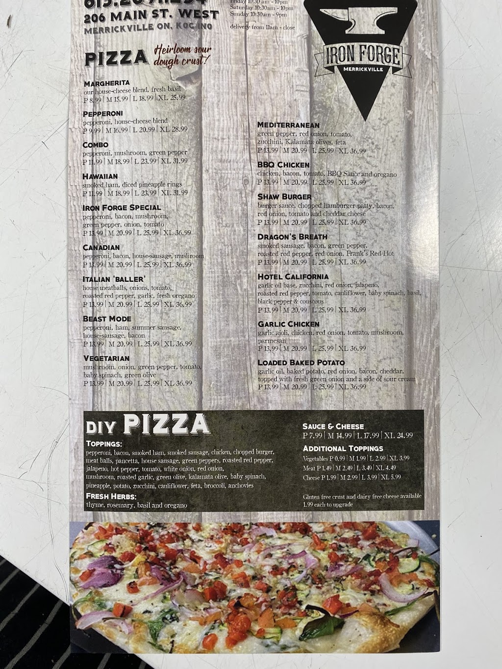 Iron Forge Pizza | 206 Main St W, Merrickville-Wolford, ON K0G 1N0, Canada | Phone: (613) 269-1234