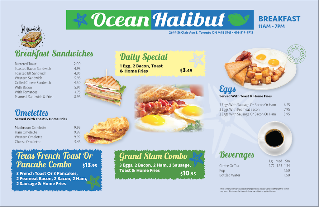 Ocean Halibut | 2644 St Clair Ave E, East York, ON M4B 3M1, Canada | Phone: (416) 519-9713