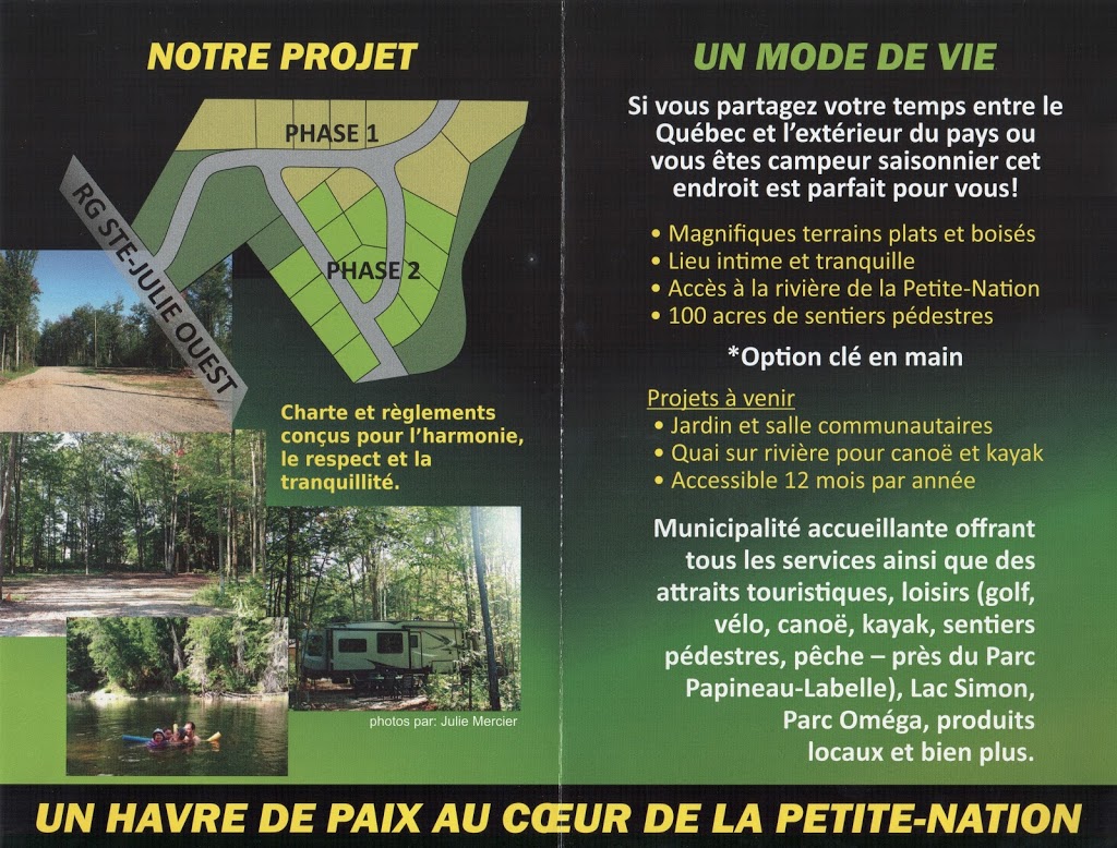 Domaine de La Petite Nation | 21 Rang Sainte Julie O, Saint-André-Avellin, QC J0V 1W0, Canada | Phone: (819) 983-7774