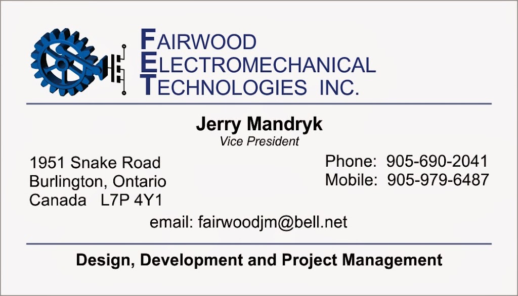 Fairwood Electromechanical Technologies Inc. | 1951 Snake Rd, Burlington, ON L7P 4Y1, Canada | Phone: (905) 979-6487