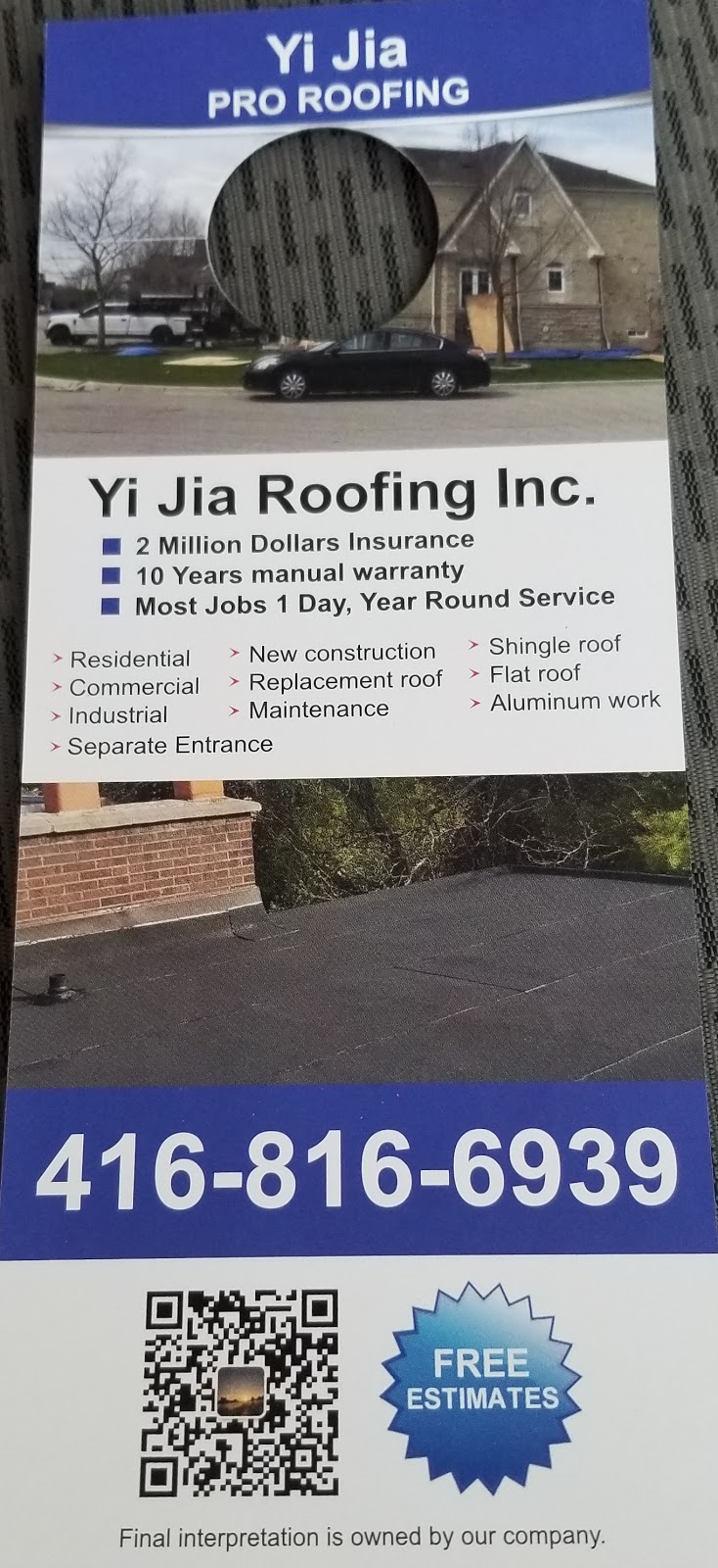 Yi Jia Pro Roofing | 1840 Pilgrims Way, Oakville, ON L6M 1W9, Canada | Phone: (437) 989-8689