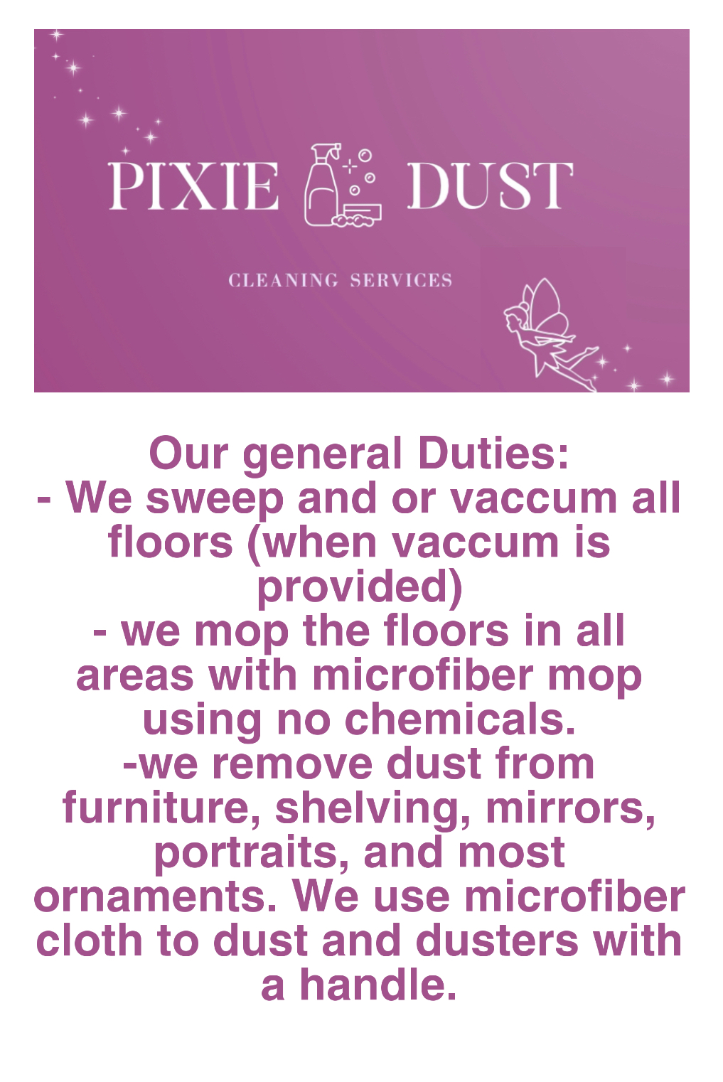 Pixie Dust Cleaning Services | 301 Inverness Wy, Bradford, ON L3Z 0W8, Canada | Phone: (226) 966-4931