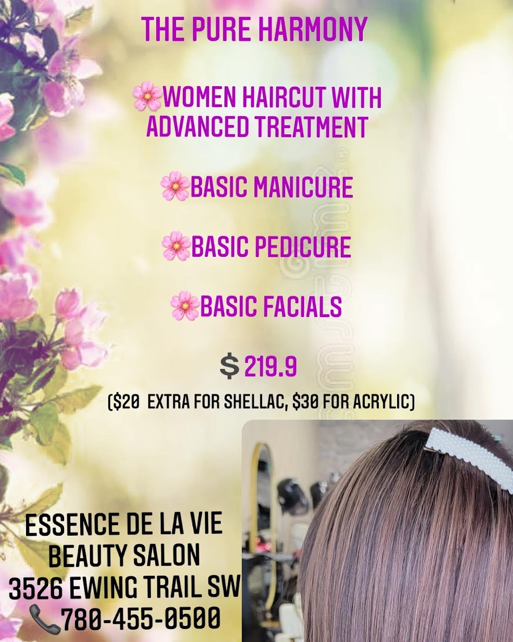Essence De La Vie Beauty Salon | 3526 Ewing Trail SW, Edmonton, AB T6X 2X6, Canada | Phone: (780) 455-0500