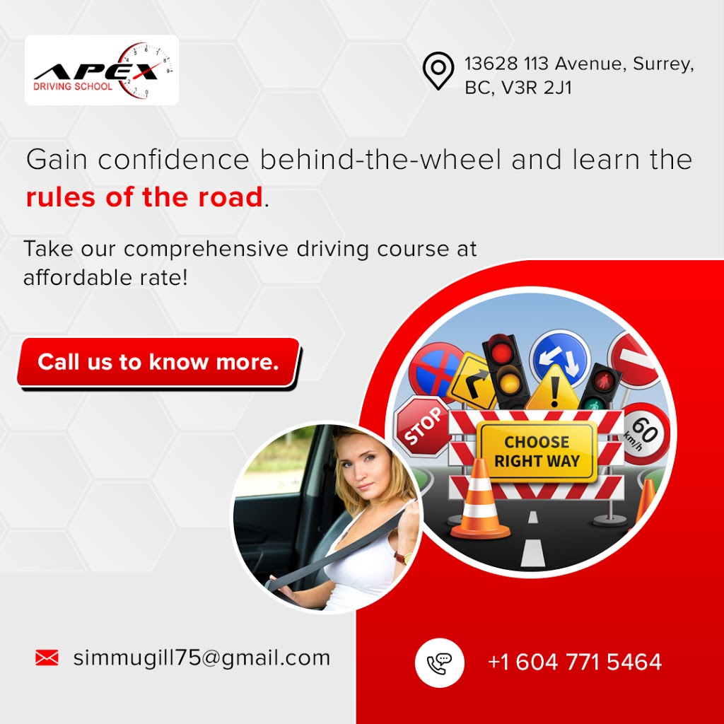 Apex Driving School | 13628 113 Ave, Surrey, BC V3R 2J1, Canada | Phone: (604) 771-5464