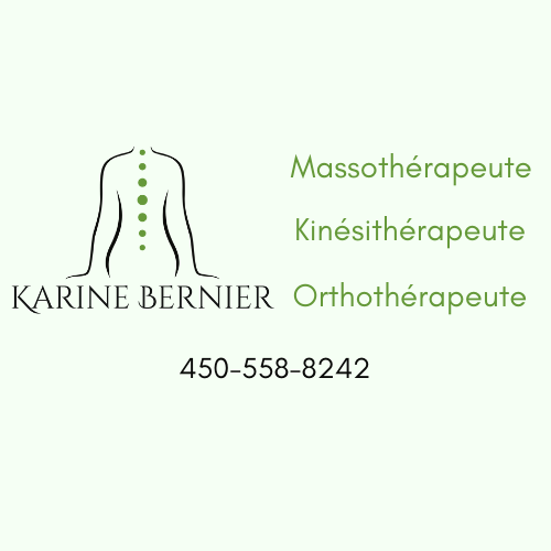 Karine Bernier massothérapeute- kinésithérapeute-orthothérapeute | 129 9e Rang E, Granby, QC J2H 0S9, Canada | Phone: (450) 558-8242